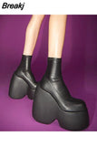Dropship Brand New Gothic Style Sexy Elegant Chunky Platform Women Ankle Boots Big Size 43 Walking Comfy Woman
