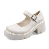 Breakj Jane Students College Wind Single Shoes Women 2023 Spring Autumn New One Word Buckle British Wind Small Leather Shoes