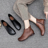 Flat Women's Shoes 2023 New Fashion Ankle Boots Retro Casual Plus Size Short Boots Zipper Solid Color Warm Flat