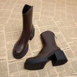 Waterproof Booties Chunky Short Shoes for Women Platform Very High Heels Female Ankle Boots Round Toe Heeled Quality