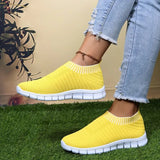 Stripe Knitted Socks Sneakers Women 2023 Spring Summer Slip on Flats Shoes Woman Plus Size Breathable Mesh Running