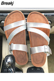 Trends Women's Sandals Cork Beach Slippers Summer Flat House Shoes Fashion Slides Casual Women Footwear Flip-flops