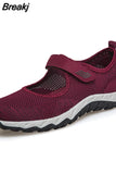 Soft Mom Sneakers 2023 Summer Breathable Mesh Travel Casual Shoes for Women Comfort Lightweight Flat Sport