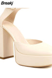 High Heeled Women Pumps 2023 Vintage Buckle Mary Jane Shoes Great Quality In Spring Summer All-match Temperament