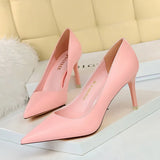 Breakj Korean Version Of Fashion Simple And Versatile Women's Shoes Fine Heel High Heel Shallow Mouth Pointed Professional OL Show Thin Women's Single