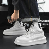 Sneakers High Top For Men Vulcanized Leather Shoes Platform Sneakers Fashion Mens Skateboard Shoes