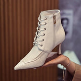 New High Heeled Ankle Boots Woman,Autumn/Winter Shoes,Fashion Short Botas,Side Zip,Pointed