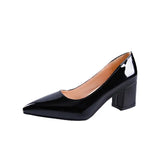 New Style Pointed Sexy Thick Heel Shoes Solid Color Fashion Versatile Shoes Wedding Banquet Celebrity Style Talon