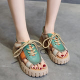 Sandals Female Shoe 2023 Women's Buckle Strap Muffins shoe Gladiator Girls Retro Fashion New Beige Flat Summer