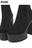 Design Gothic Boots Square Heel Platform Chunky Women Ankle Boots 2023 New Autumn Sexy Elegant Woman Shoes