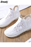 Women's Breathable Mesh Summer Shoes Lace Walking Shallow New Solid Non Slip Casual Shoes 35-40 HOT