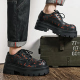 Breakj 2023 New Men's Leather British Platform Casual Derby Shoes Full Wear Crack Low Top