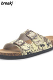2023 New Summer Beach Cork Slippers Casual Double Buckle Non-slip Clogs Slides Women Slip on Flip Flop