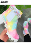 New Women Ankle Boots Fashion Colours Crystal Shoes Women Platform Sneakers Black Size 35-43 Knee High Boots