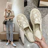 Rubber Flip Flops Loafers Female Shoes Flower Slippers Casual Slides Hawaiian 2023 Luxury Flat Round Toe Hoof Heels Fabric