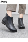 Flat Women's Shoes 2023 New Fashion Ankle Boots Retro Casual Plus Size Short Boots Zipper Solid Color Warm Flat