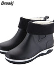 Rain shoes Men Waterproof Rain Boots Non-Slip Rubber Boots Shoes Removable Velvet Cover Four Seasons Work Rubber