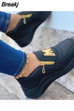 Women Sports Shoes Side Zipper Platform Sneakers Pu Leather Fashion Lady Footwear M Vulcanized Comfot Tennis Female