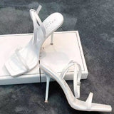 Fall Behind! Thin-Heeled Strapped Sandals Summer 2024 Temperament Socialite Square Toe With High