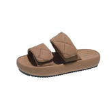 New Summer Women Beach Outside Platform Slippers Med Heel Casual Hook Loop Non-slip Outdoor Slide