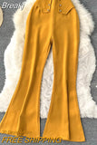 Women Sprint Pants Solid Colar High Waist Slim Flare Pants Elegant Office Lady Yellow Black Full Length Casual