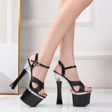 Female Steel Pipe Dance Shoes Sandals Women Glitter Fashion Sexy High Heels 17.5CM Platform Party Wedding Summer Women