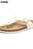 New Beach Cork Flip Flops Slippers 2023 Casual Summer Women Mixed Color Print Unisex Slip on Slides