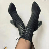 High Heels Ankle Women Sock Boots Chunky Walking Boots Winter 2024 Designer Fashion Weave Goth Pumps New Femme