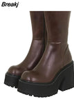 Platform Woman Ankle Boots 2023 Winter Gothic Style Punk Office Lady Fashion Comfy Cool Women Boots Shoes Big Size