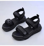 Mesh Breathable Comfor Women Sandals Retro Hook & Loop Open Toes Casual Beach Shoes Fashion Hollow Non-Slip Platform