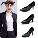 High Heels Woman Shoes Leather Formal Shoes Thin Heel Lady Office Work Professional Shoes 3cm 5cm 6cm 8cm