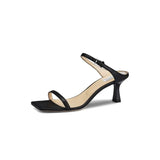 New Summer High Heel Women Slippers Sexy Square Toe Ladies Slip On Slides Outdoor Sandals Shoes Zapatos