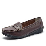 Flats Slip On Soft Loafers Women Genuine Leather Shoes Platform Nurse Ladies Flat Shoes Wedge White Zapatos De