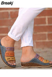 Women Sandals 2023 Summer Wedge Slip On Shoes Female Thick Bottom Slippers Beach Shoes Dropshipping Rome Retro Open Toe