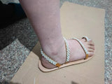 Ladies Summer Flat Sandals Sweet Boho Pearl Decoration Sandals Leather Flats Plus Size 43 Women Beach Sand Holiday