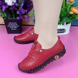 Breakj Women's Shoes Beef Rib Soft-Soled Sewing Mother Shoes Women Spring Summer Flat Sole Single Shoes Casual