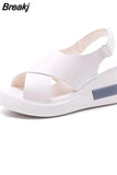 Summer Sandals For Women Wedge Heeled Fashion Cross Strap Casual Style Ladies Shoes Comfort Open Toe Solid Buckle