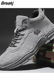 High-top Outdoor Casual Shoes Leather Men's Casual Sports Shoes Wear-resistant Non-slip Running Shoes Large Size Men's