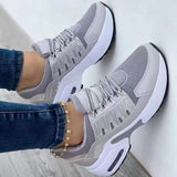 Breakj 2023 New Casual Sneakers Women's Flying Slopes And Round Head Lace With Mesh Breathable Women's