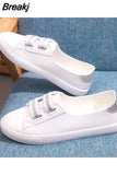 Zapatos De Mujer Lady Cute Sweet White Pu Leather Slip on Loafers Women Fashion Comfort Anti Skid Flat Shoes
