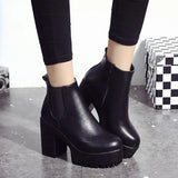 Mujer Fashion Women Boots Square Heel Platforms Zapatos Mujer PU Leather Thigh High Pump Boots Motorcycle