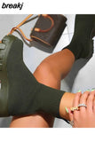 Women Boots Short Knitting Platform Boots Autumn Winter Shoes For Women Ankle Boots Heels White Winter Botas Mujer Free