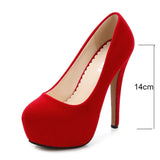 Women Pumps Fashion Flock Womens Sandals 14cm Platform Wedding Pumps Casual Thin Heels Womens