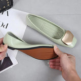 Flats Shoes Women Flat Ballet Square Toe Shallow Brand Shoe Slip On Loafers Metal Buckle Ballerina Zapatos De