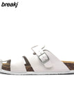 2023 New Summer Buckle Cork Slipper Casual Women Mixed Color Beach Outside Non-slip Closed Toe Cut-outs Slides