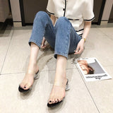 Wear Women's Crystal Heel Sandals Slippers 2023 Summer Transparent Plastic Open Toe Female Sandals Plus Size Party