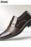Leather Men Shoes for Wedding Formal Oxfords Business Casual Office Work Shoes for Men Classic Men's Pointy Dress