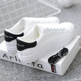 White Shoes 2023 Spring And Autumn New Korean Version Of Women's Board Shoes Students Flat Casual Single Shoes Round Head Tie Women's Shoes