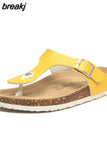 New Beach Cork Flip Flops Slippers 2023 Casual Summer Women Mixed Color Print Unisex Slip on Slides
