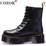 Martens Boots Women Shoes 2021 New Black Leather Ankle Boots Women Punk Shoes Thick Bottom Motorcycle Boot De